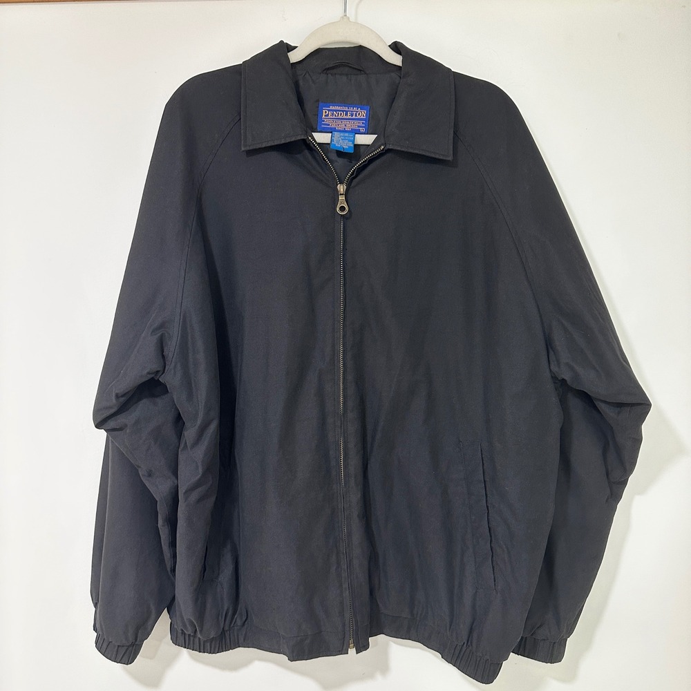 Vintage 90s Pendleton Black Bomber Jacket Hong Kong Mens Large Zip Windbreaker